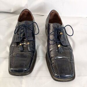 Stacy Adams Genuine Snake & Leather Men’s Dress Shoes Blue Size 12